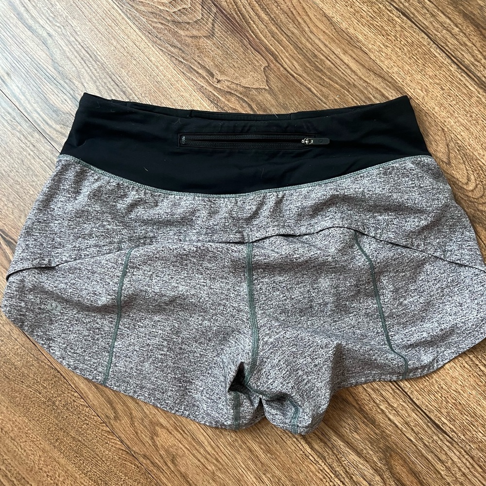 Lululemon Athletica Black and Gray Athletic Shorts with Elastic Waistband